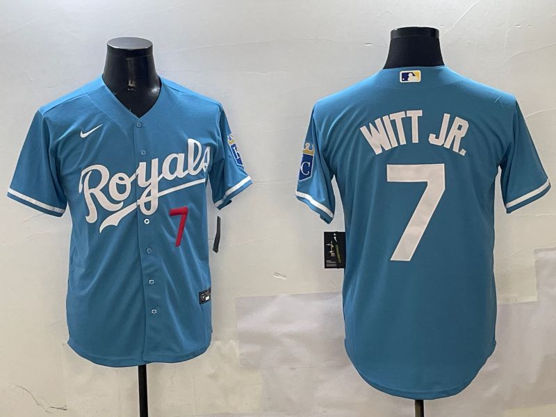 Men Kansas City Royals #7 Witt jr Light Blue Game 2025 Nike MLB Jersey style 4->kansas city royals->MLB Jersey